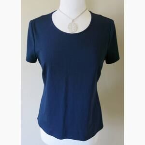 BCBG MAXAZRIA Peplum Top Size S Women Short Sleeve Career Wear Casual Blue